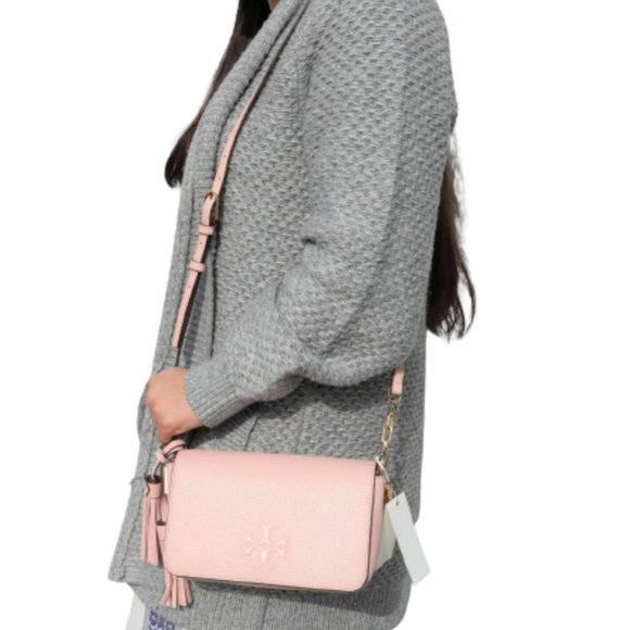 NEW Tory Burch Thea Pink Mini Leather Foldover Crossbody Bag Clutch Handbag NEW - Picture 5 of 7